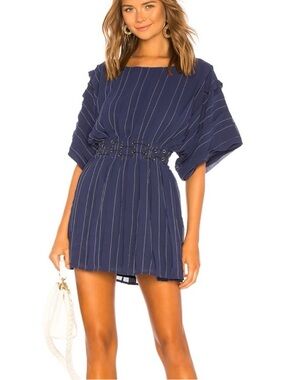 Tularosa Siena Dress Navy Pinstripe